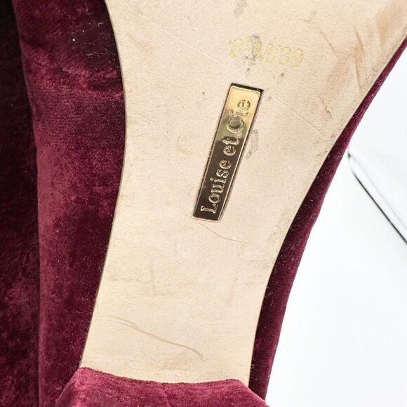 Louise Et Cie‎ Trending Burgundy Velvet Block Heel Pumps Size 8.5 - Picture 7 of 15